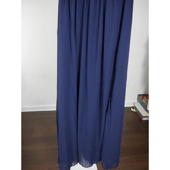 Lulu's Navy Blue V-neck and Back Banded Waist Maxi Formal Dress M - Picture 5 of 9
